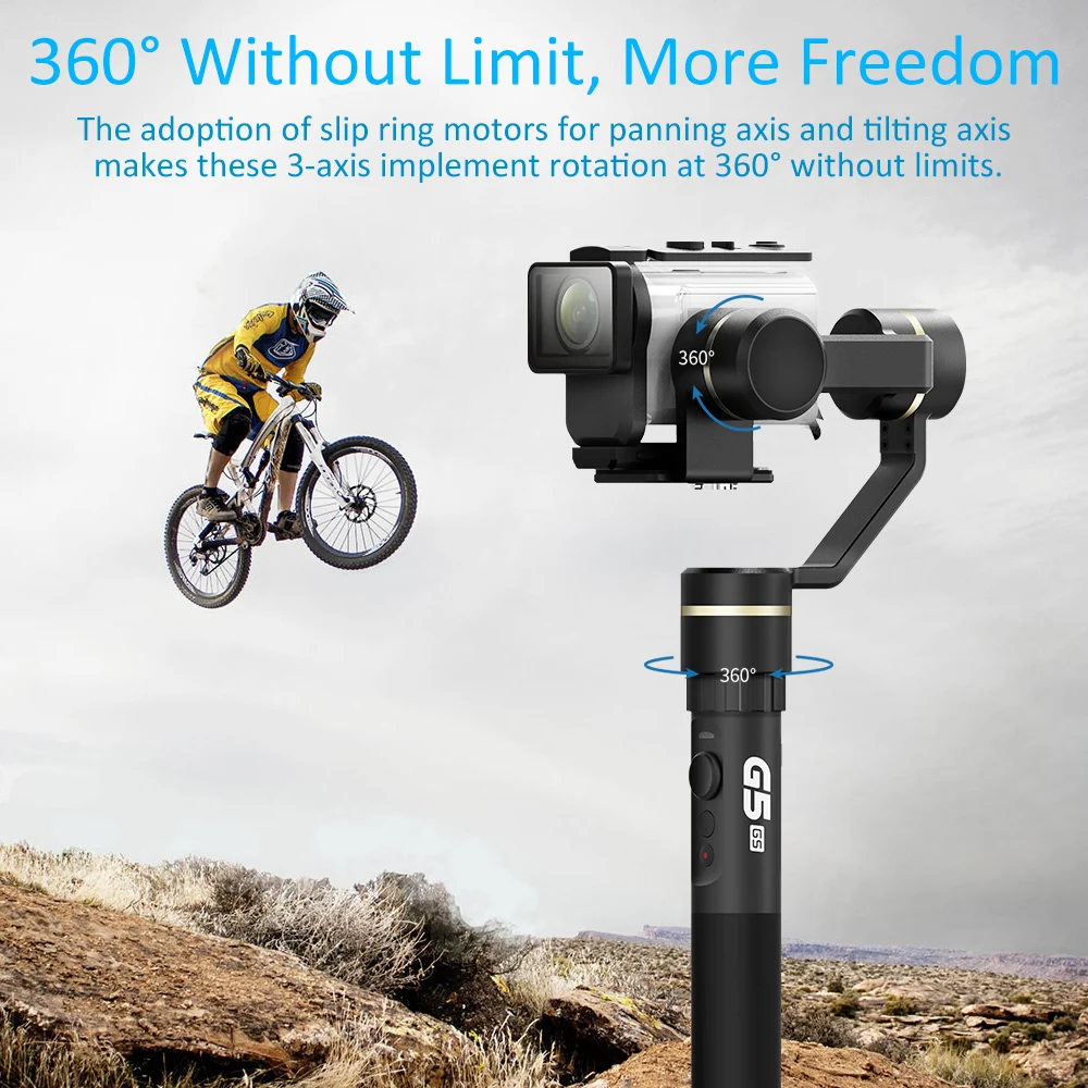 FeiyuTech G5 GS 3-Axis Single ручной шарнирный стабилизатор для камеры GoPro с защитой от брызг дизайн Поддержка мобильного для замедленной киносъемки с ЖК дисплеем таймером