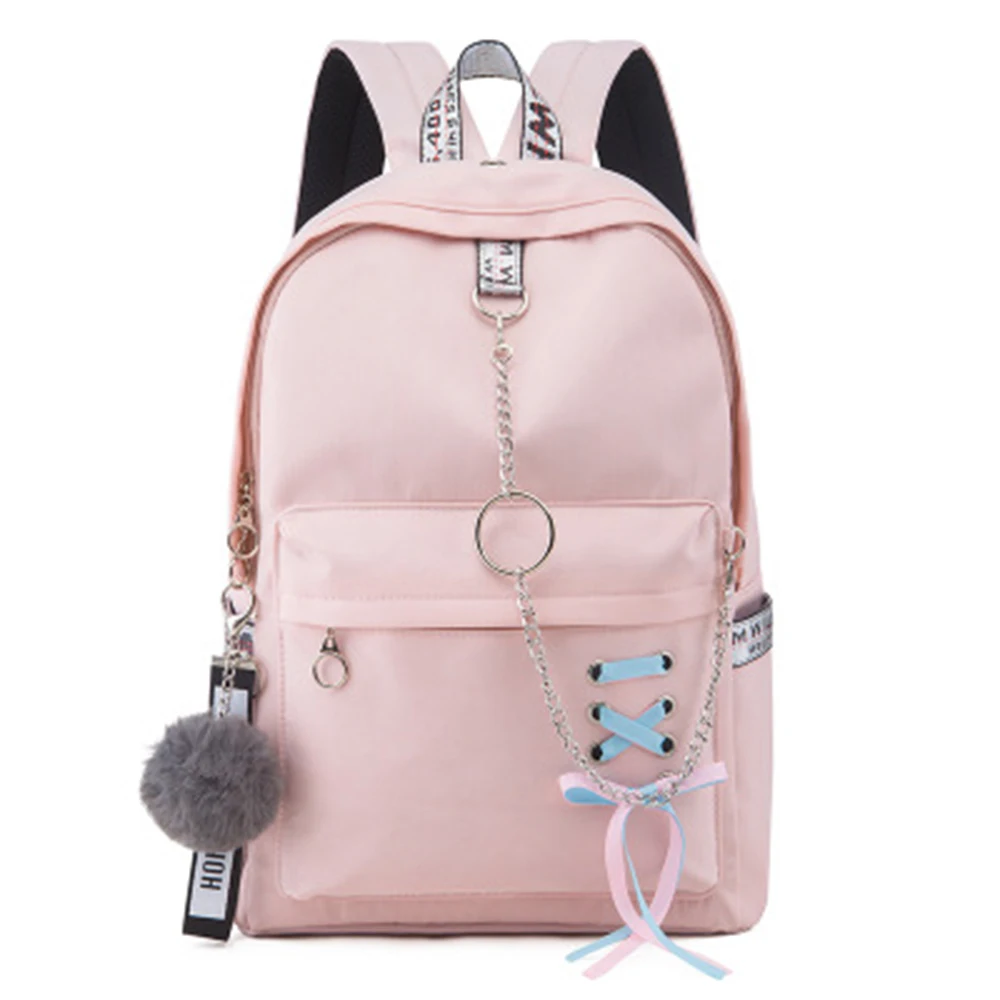 Pink Рюкзак женский для студентов колледжа Harajuku кампус для студентов средней школы водонепроницаемые дорожные сумки для ноутбуков на молнии в консервативном стиле - Цвет: Pink