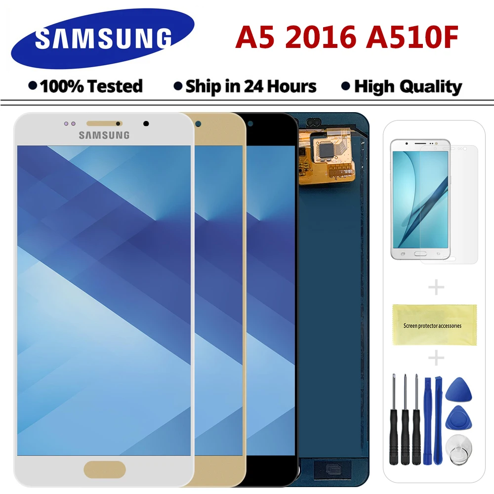 5 2 ''ЖК дисплей для Samsung A5 2016 ЖК A510 A510F A510M SM сенсорный экран дигитайзер замена с
