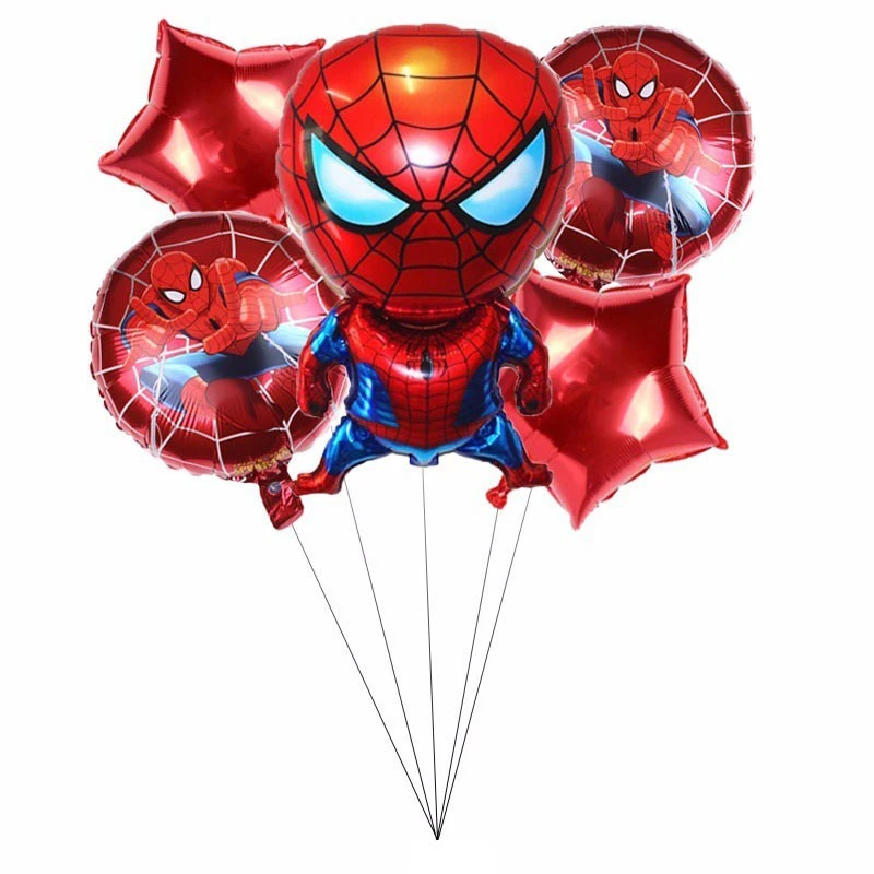5 шт., большие воздушные шары из фольги Человека-паука, красные шарики из фольги с пятью звездами, супер геройская тематика, украшения для дня рождения, детский подарок