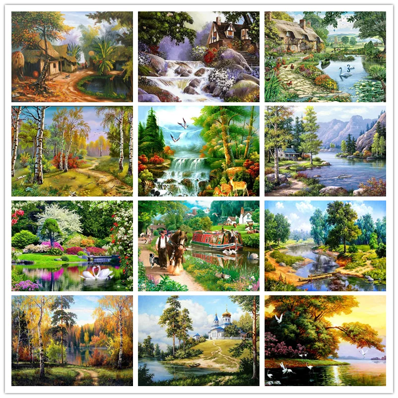 Diamond Painting Tree 5D Full Square Rhinestone Embroidery Scenery Mosaic Layout Cross Stitch Home Decor | Дом и сад