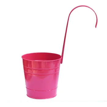 

1pc Metal Flower Hanging Flower Pot Hook Wall Removable Candy Color Iron Bucket Tin Garden Balcony Hanging Succulent Basket