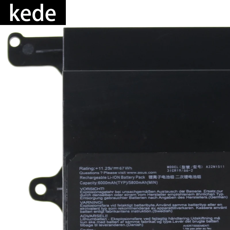 Kede ноутбук батарея A32N1511 A32LM9H для Asus ROG G752V G752VL G752VT G752VM G752VY 11,25 V 67wh