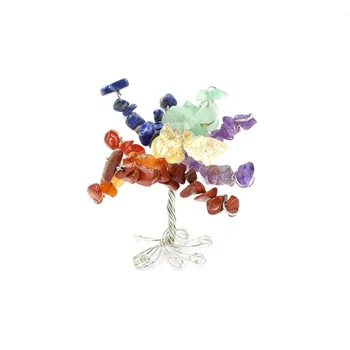 

FYJS Unique Silver Plated Wire Wrap Tree of Life Irregular Shape Rainbow Stone Pendant Rose Pink Quartz Plant Jewelry