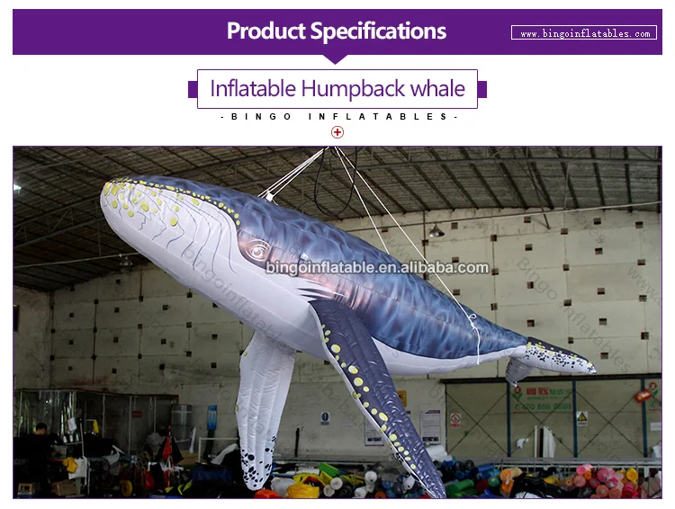HIGHLY RECOMMENDED 3m length inflatable suspended humpback whale air filled custom tailor ocean theme hanging item decoration