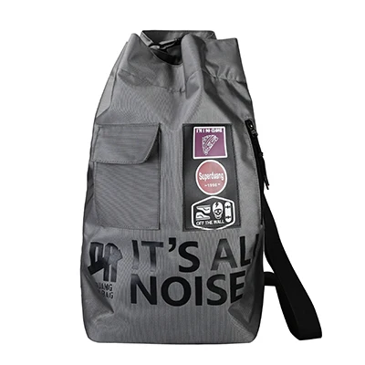 Drawstring Backpack Street Travel Shopping Bag Harajuku Style Men Backpack School Bag High College Student Large Multifunction - Цвет: Темно-серый