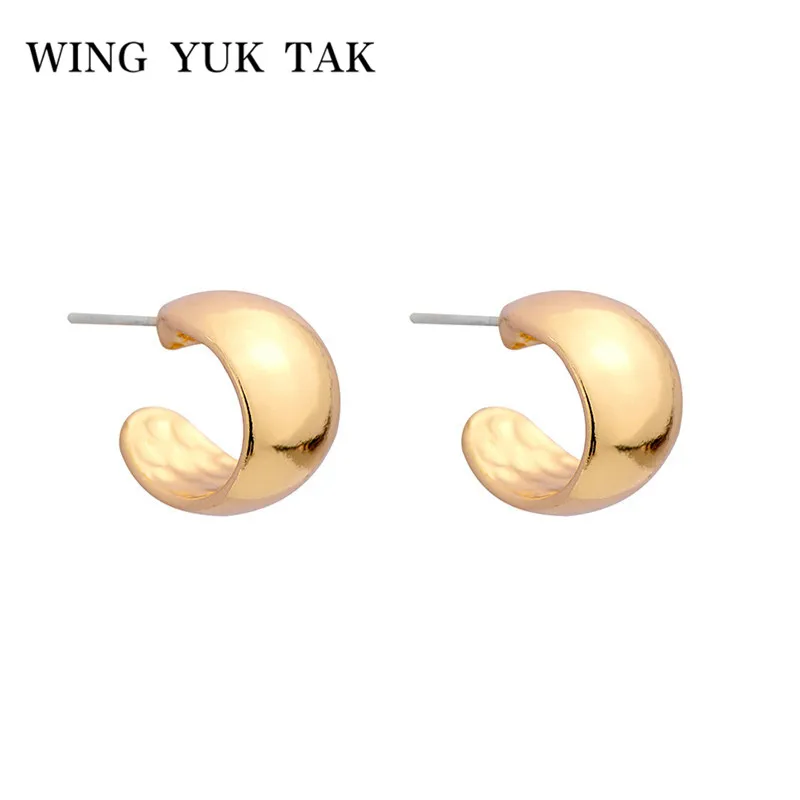 

wing yuk tak Gold Color Punk Stud Earrings For Women Round Statement Earrings 2019 Jewelry Wedding Party Gifts