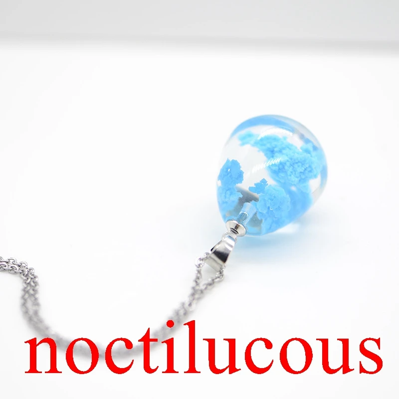 noctilucous 21 Креативные красочные голубое небо и белые облака прозрачные Смолы Кулон Мода натуральный простой стиль дамы ожерелье - Окраска металла: noctilucous 21