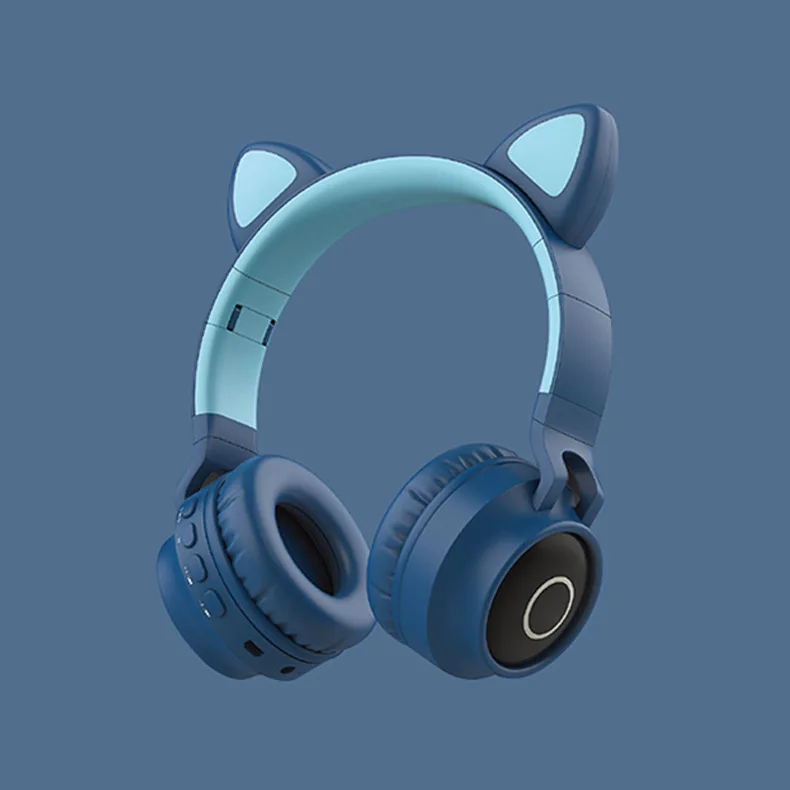 Kids Bluetooth 5 0 Headphones LED light Cat Ears Headset Wireless Earphone HIFI Stereo Bass headphone for Phones with microphone