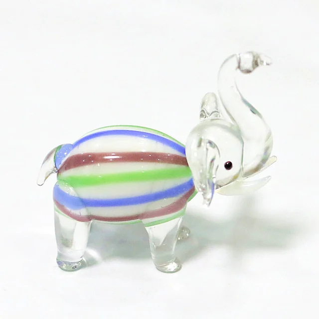 Handmade Murano Glass Elephant Figurines Home Room Desktop Christmas Decoration Ornaments Miniature Rural Style Animals Statue plum