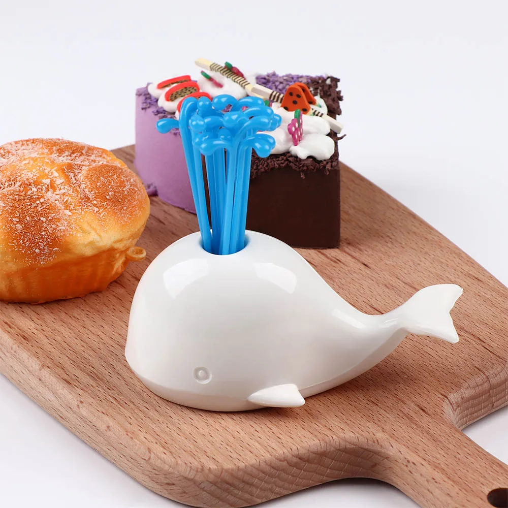 16 шт./компл. пластиковые животные в форме Кита кухонные вилки торт фрукты вилки для десерта творческий дом вечерние декор кухни