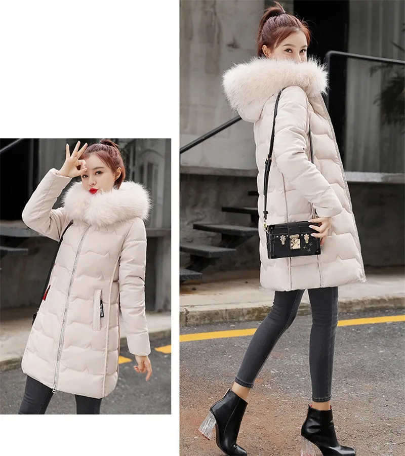 Большие размеры, женский теплый пуховик, хлопковая куртка, новые зимние парки, куртки для женщин, длинное корейское пальто с капюшоном и меховым воротником, хлопковое пальто, 4XL F1071