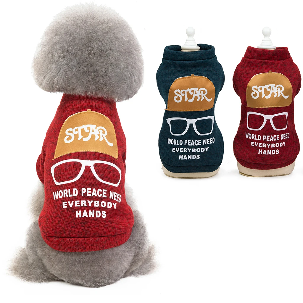 Pet Glasses Hat Толстовка Осень-зима модная теплая одежда для кошек и собак