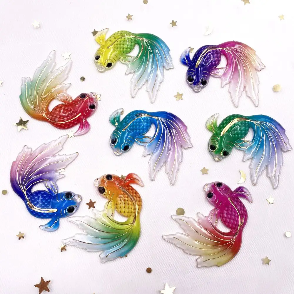 Новинка 8 шт. Смола блестящие красочные большие золотые рыбки плоские стразы для