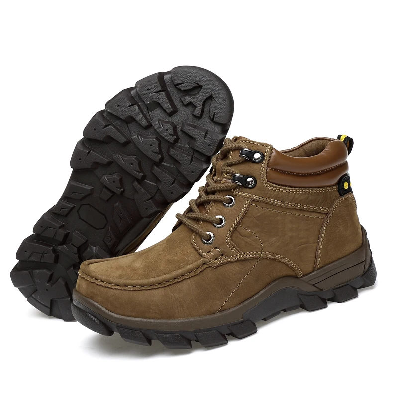 Size38-47 Super Warm Men Winter Leather Men Boots Fur Plush Snow Boots waterproof Winter Shoes For Men Outdoor Boots Shoes*9851
