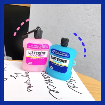 

3D Funny Listerine Mouthwash Shockproof Bluetooth Earphone Cases For Apple Airpods 1 2 3 Pro Silicone Protection Earphone Cover
