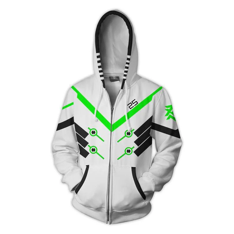 Толстовки с капюшоном для игр Shimada Genji Dv. a Mercy, толстовки на молнии, крутой пуловер, пальто, куртка, косплей, костюм на Хэллоуин - Цвет: 01