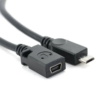 20 см мини USB Женский к Micro USB Мужской Разъем Кабель передачи данных для телефонов MP3 MP4 0,1 м черный цвет