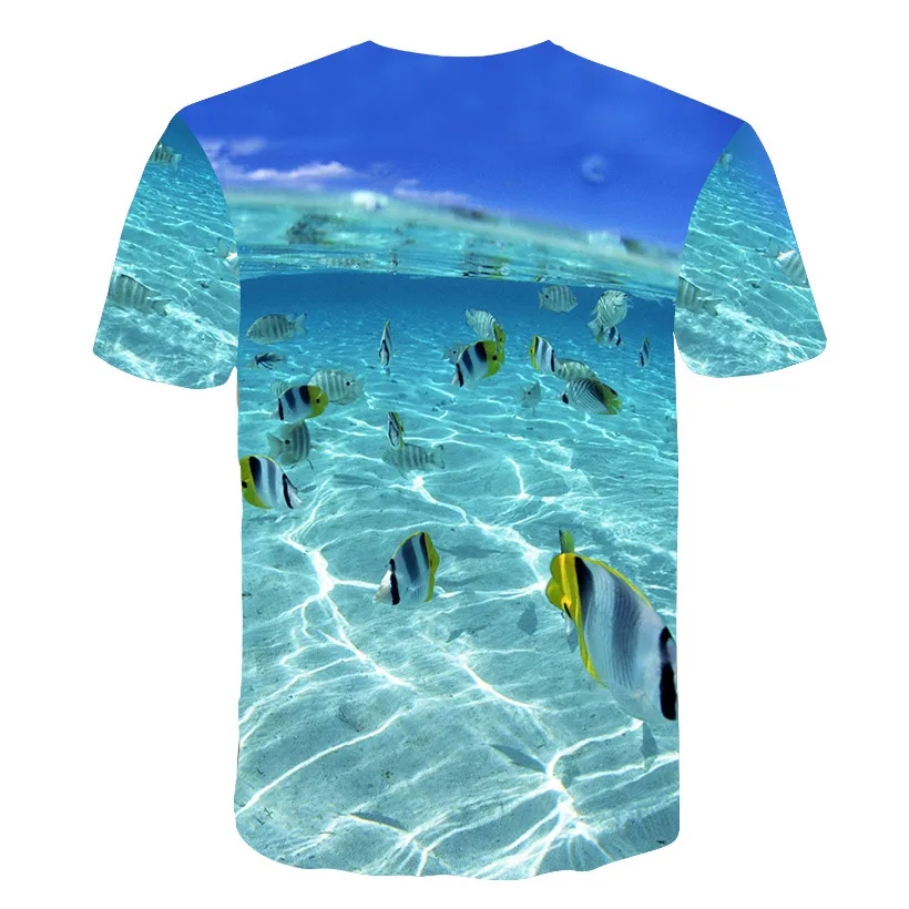 Футболка с 3D рисунком для мальчиков и девочек футболка с водным принтом «космическая галактика, морская Рыбка, Кит» Мужская футболка с длинными рукавами г. Летняя Брендовая детская одежда