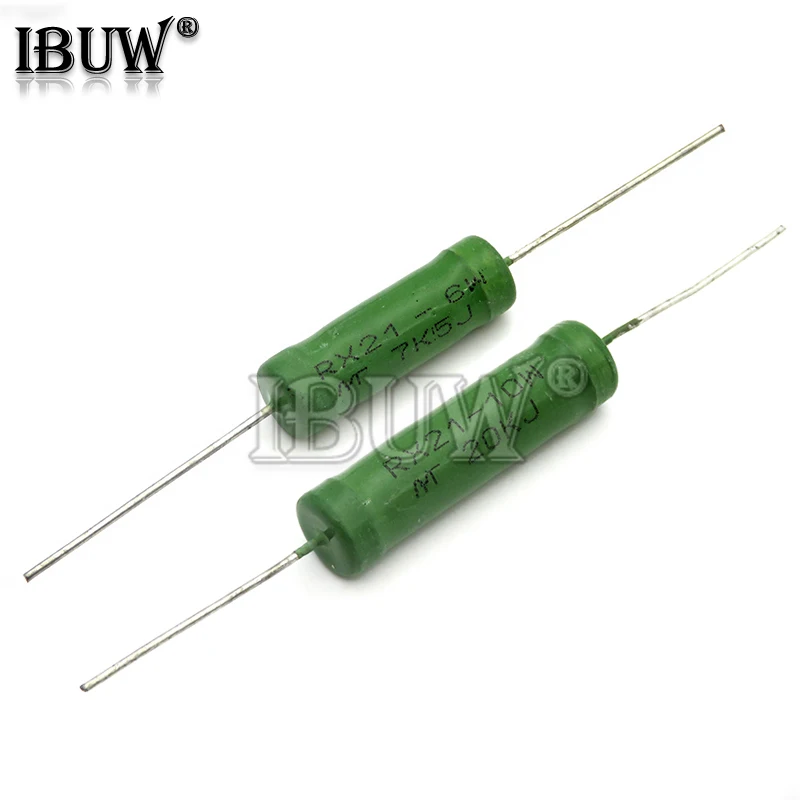 5PCS RX21 6W 10W Wire Wound Resistance 5% 1R 10R 100R 1K 10K 12K 15K 18R 20R 22R 24R 27R 30R 33R 36R 0.01R 0.05R 0.1R 0.12R wirewound resistor