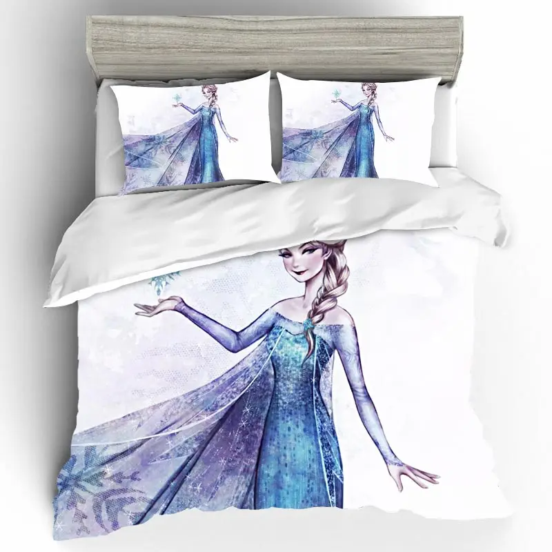 DQ0878 Cartoon Bed Linen Set Elsa Home Textiles 3D King Size Bedspread Luxury Couple Bedding Set Duvets And Linen Sets Bed Linen Cotton - Цвет: DQ0878