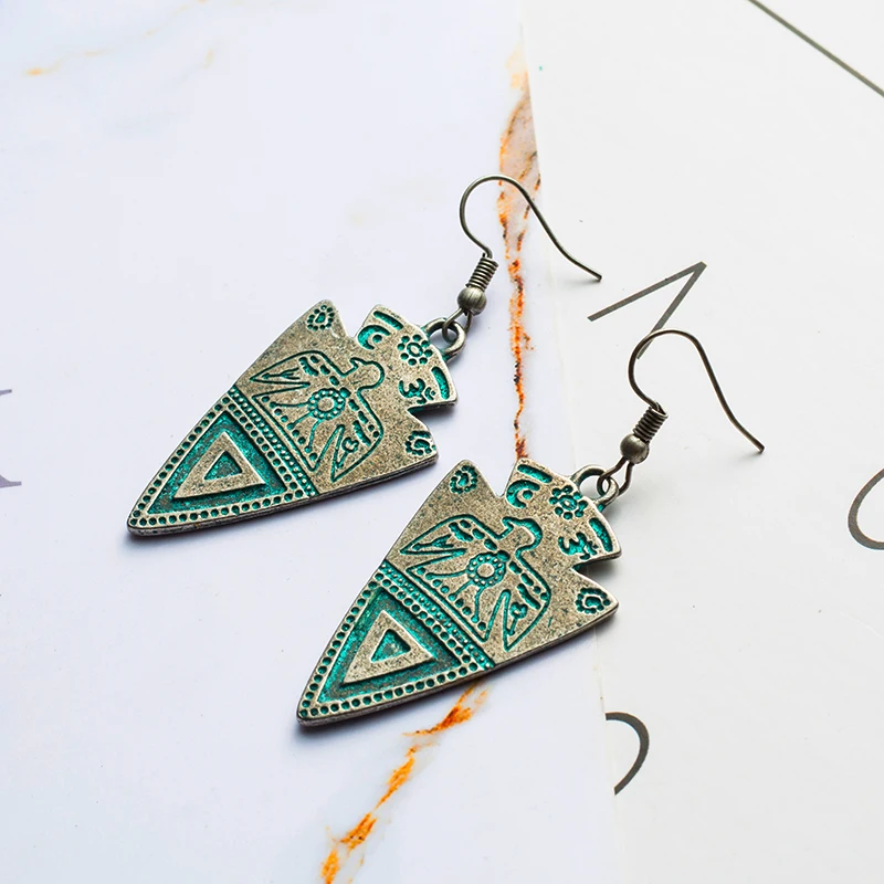 

2019 boho green triangle vintage ethnic fashion earrings Dangle Drop Earrings for Women wedding gifts indian Jewelry Accessories