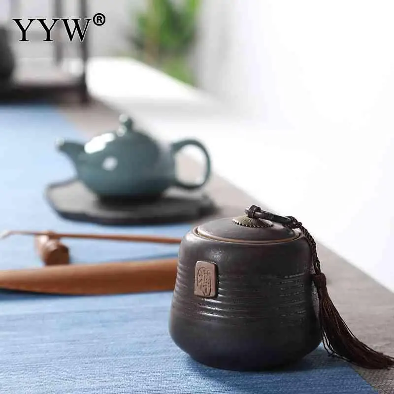 

Crafts Tea Box Flowers Cylinder Coffee Tea Tin Can Storage Caddy Seal Packaging Tea Container Ceramic Jar Tea Caddies Theedoos