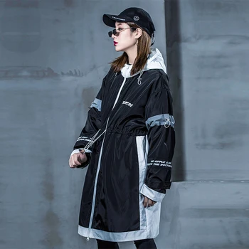 

New Women's Fashion College Cool Women's Fashion Handsome Street Fashion Loose Medium and Long Windswear
