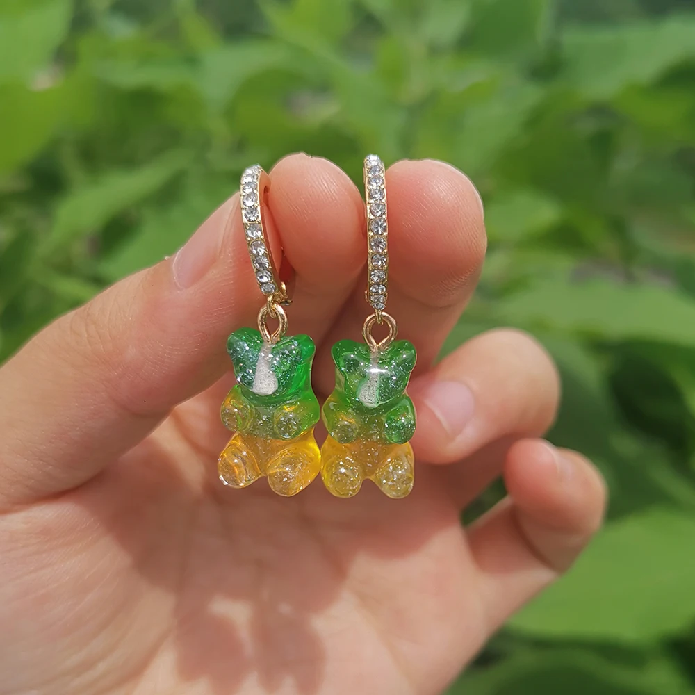 Lost Lady Cute Candy Color Animal Bear Dangle Earrings Lovely Cartoon Earrings for Girls Women Children Birthday Gift Jewelry dangle earrings,animal earrings