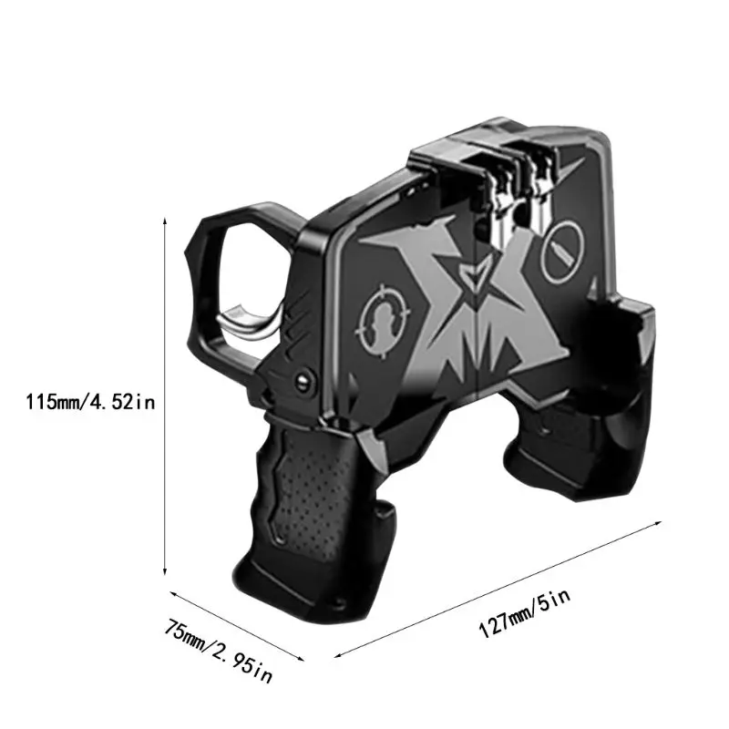  Portable Game Handle Four-Finger Linkage Fast Shooting Button Controller Joystick for PUBG Rules Of