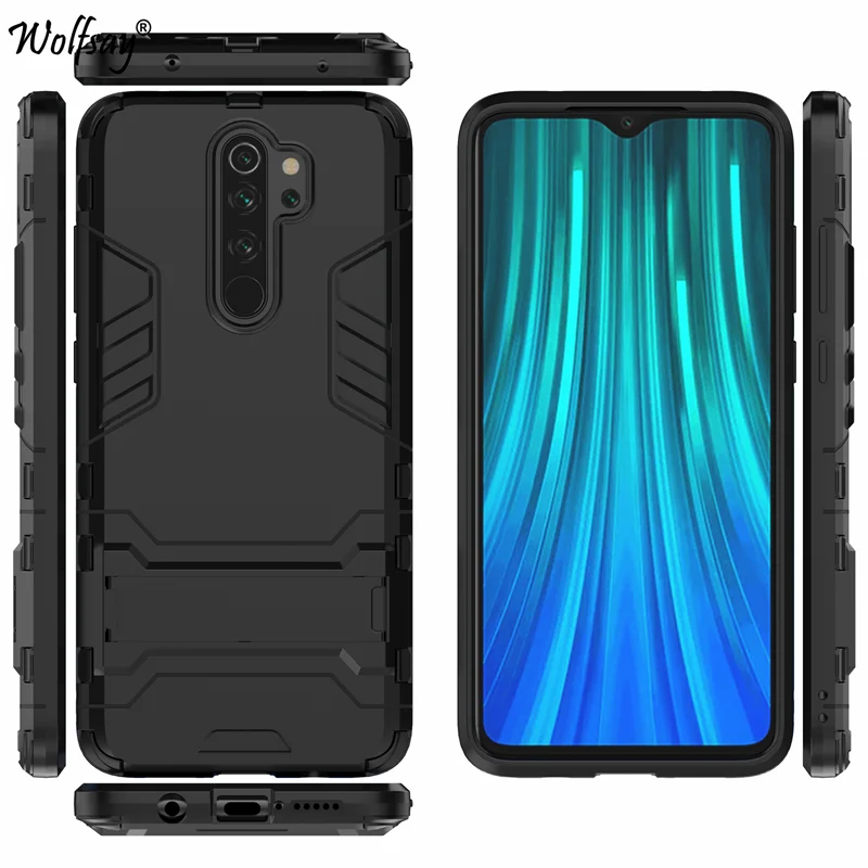 Чехол для Redmi Note 8 Pro противоударный Гибридный Силиконовый чехол подставка Xiaomi
