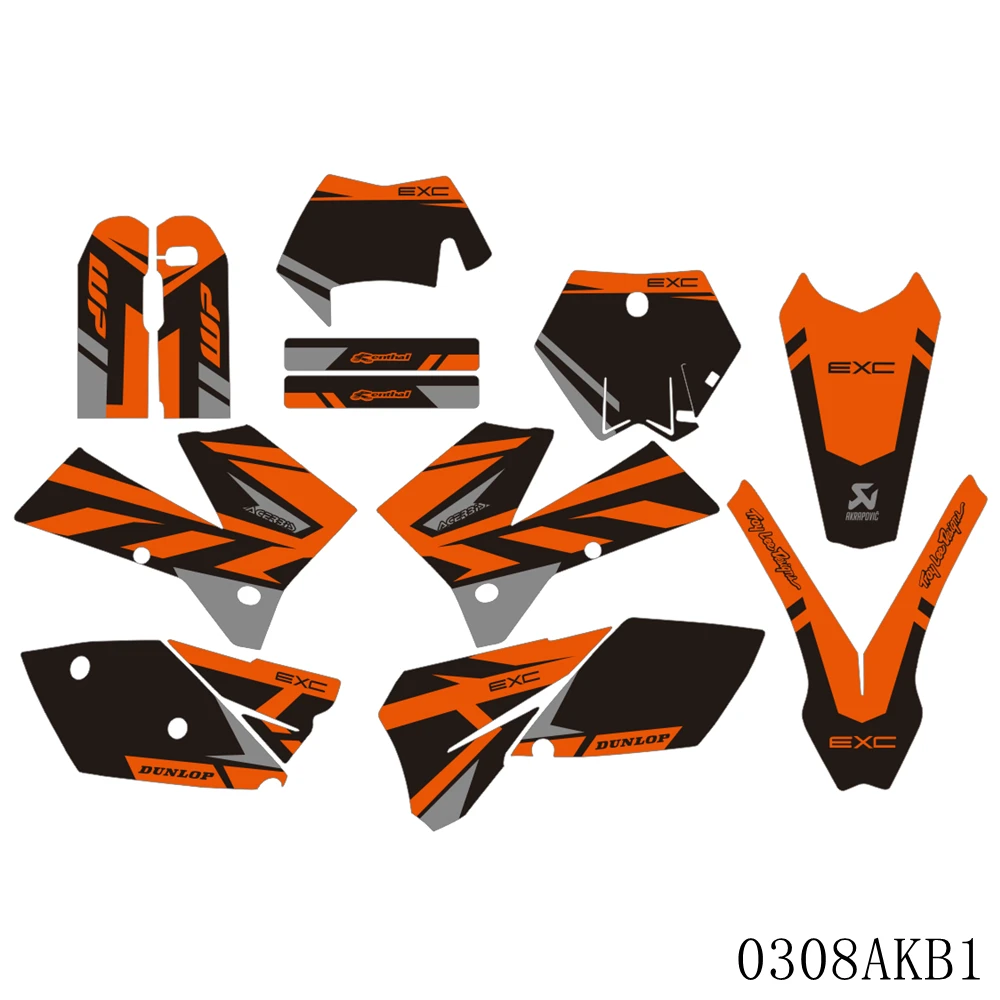 Full Graphics Decals Stickers Motorcycle Background Custom Number Name For KTM EXC EXC-F 125 250 300 450 525 2005 2006 2007 | Автомобили и