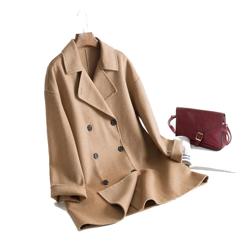 Casual Fashion Korean Cashmere Coat Commute Frosty Style Oversized Coat Double-breasted Loose Thicken New Winter Wool Coat