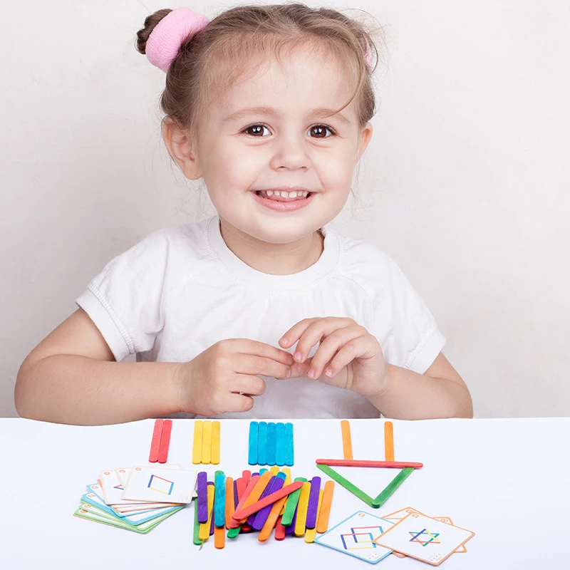 

Colorful ice cream bar counting wooden bar children wooden hand stitching puzzle DIY puzzle toy learning arithmetic bar