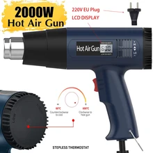 Pistola de calor Digital de 2000W, Kit de pistola de aire caliente Industrial con pantalla LCD de 220V, construcción de secador de pelo para soldar, termorregulador