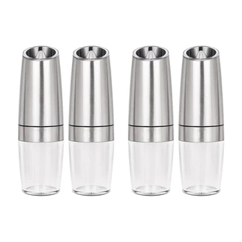 

Gravity Electric Salt and Pepper Grinder Set of 4, Battery Powered Pepper Shakers, Automatic Pepper Mills with Led Light