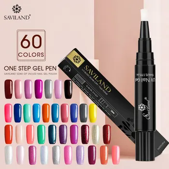 

Saviland One Step Gel Lacquer Nail Painting Varnish Pen 3 In 1 Colors Nail Gel Polish Easy To Use Not Need Base Top Coat Primer