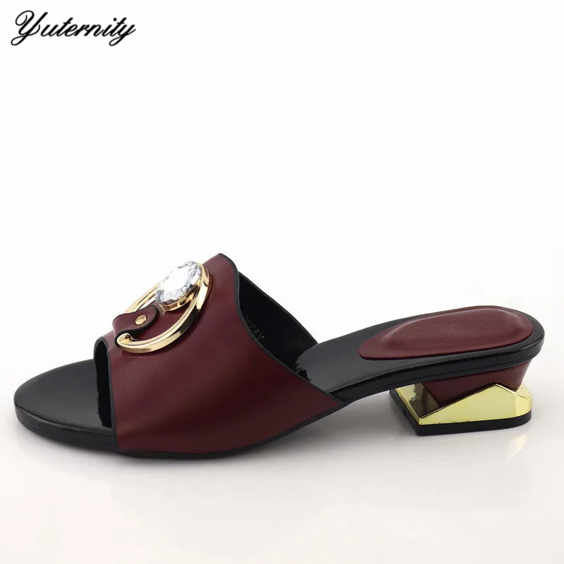 

Summer Fashionable African Style Strang Heels Shoe Hot Sale PU Leather Woman Nigerian Shoes For Evening Party 7Colors