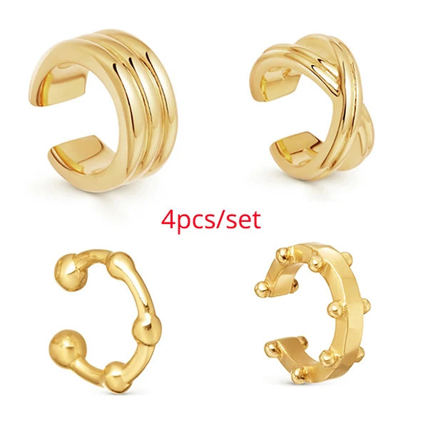 4pcs set Дизайн, разноцветные циркониевые круглые серьги для женщин, модная круглая маленькая серьга-кольцо, вечерние ювелирные изделия, подарки - Окраска металла: 4pcs set