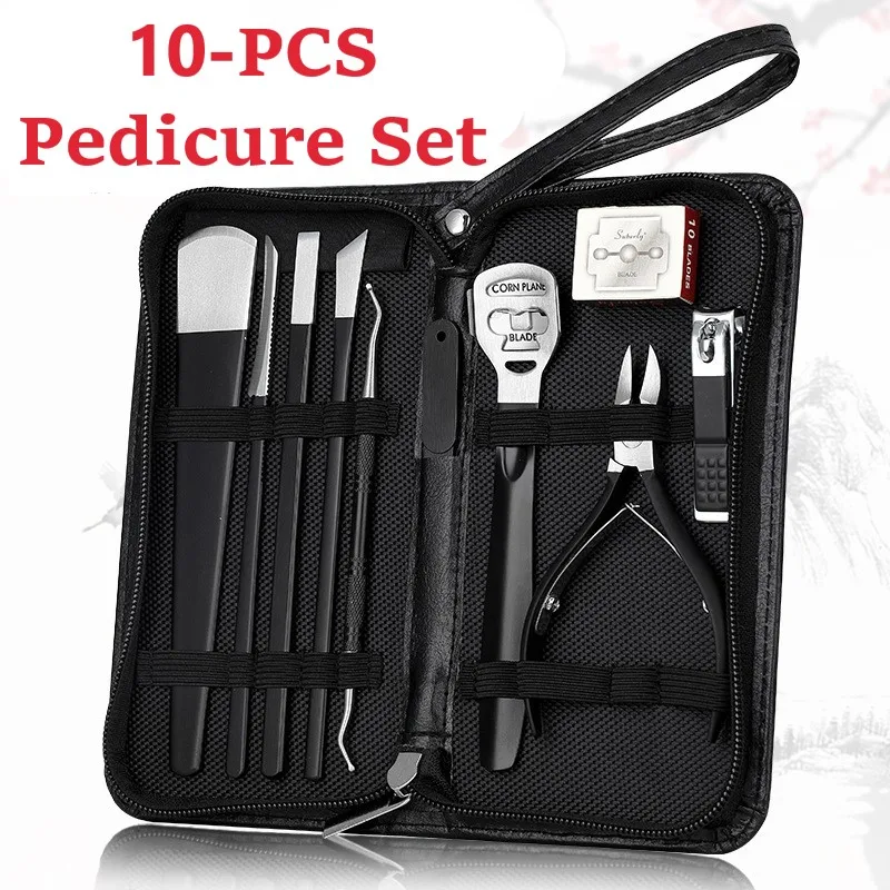 

10 Pcs Professional Nail Cutter Pedicure Scissors Set Stainless Steel Eagle Hook Portable Manicure Nail Clipper Tool Set