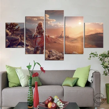 

5pcs Horizon Forbidden West PS5 Game Scenery Poster Fantasy Wall Art Canvas Paintings for Home Decor-NO Frame