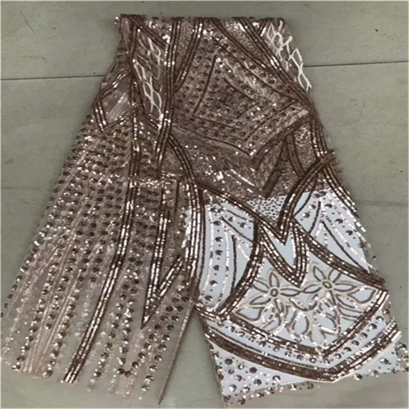 

Sequin Net Fabric High Quality High French tulle Lace Fabrics 2019 Embroidered African Sequin Lace Fabrics