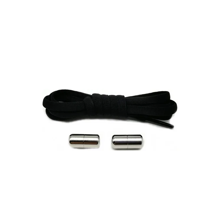 black with Lock 1 пара шнурки без завязок круглые эластичные шнурки для обуви для детей и взрослых кроссовки шнурки быстро ленивые шнурки сплошной цвет шнурки - Цвет: black with Lock