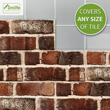 

FUNLIFE America Station Red Brick Bathroom Tile Tile Stickers Oil Resistant High Temperature Wall Stickers Ub035