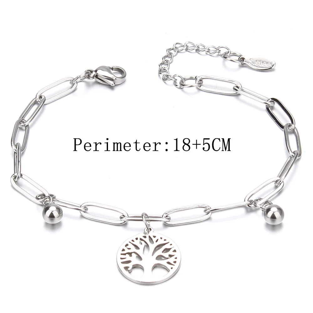 Stainless Steel Bracelets for Women Tree Heart Stars Accessories Charm Bracelet Fashion Bracelet Jewelry