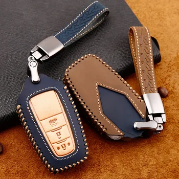 

Leather Car Key Cover For Toyota Camry Prado 2017 2018 CHR Prius Corolla RAV 4 Remote Key Shell Case car Styling