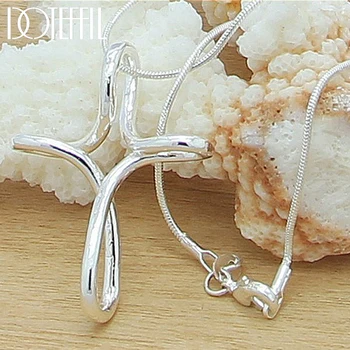 

Promotional Price 925 Sterling Silver Charm Necklace Buckle Shrimp, Delicate Woman Cross Necklace Wholesale Silver Jewelry