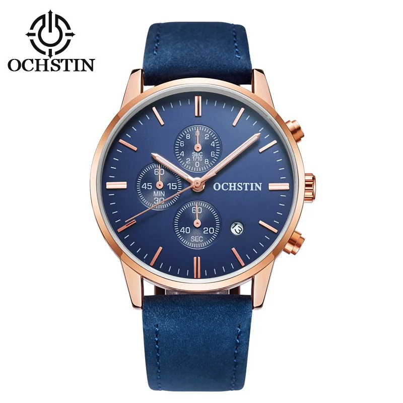 Ceny OCHSTIN wielofunkcyjne męskie zegarki luksusowe marki wojskowe kwarcowe zegarki na rękę dla mężczyzn sportowe skórzane wodoodporne Relogio Masculino