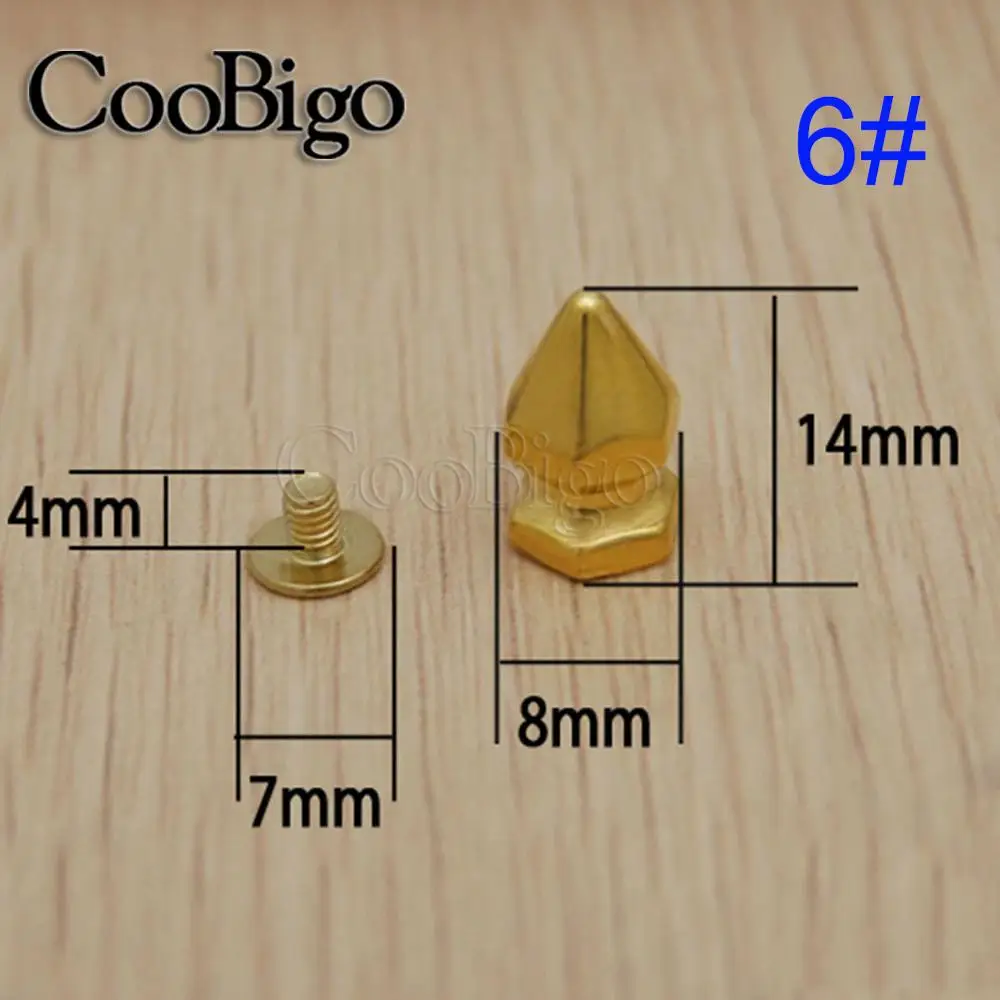 50 компл. Конусные шпильки отвертка заклепки-Шипы Панк 8 мм~ 33,5 мм заклепки для одежды сумка обувь Кожа DIY аксессуары для рукоделия - Цвет: 6