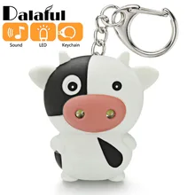 Simpatico portachiavi a LED per bovini da mucca con torcia sonora Mini giocattoli divertenti per bambini portachiavi animali portachiavi regalo per bambini K390